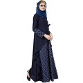 Polka dotted asymmetrical dress abaya- Navy Blue Polka dotted asymmetrical dress abaya- Navy Blue